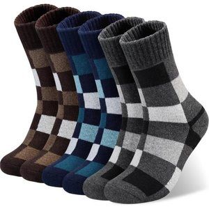 3 Pairs Men's Wool Socks Thick Thermal Winter Merino Wool Socks, Multicolor